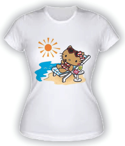 Playera Hello Kitty - Hello Kitty En La Playa - Dama Y Niña