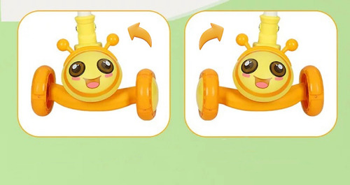 Patín Del Diablo Scooter Led Para Niña Niño 3 Ruedas Abejas Amarillo