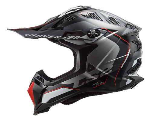 Casco Cross Moto Mx Ls2 700 Subverter Evo Arched Negro Plata