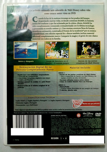 Bambi Disney Dvd Doble Original (Usado)