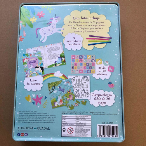 Libro Reino De Los Unicornios. Incluye Caja Metalica