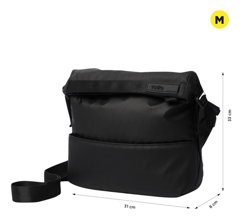 Totto Bolsa De Hombre Crossbody Bandolera Deploy - A Color Negro Diseño de la tela Lisa