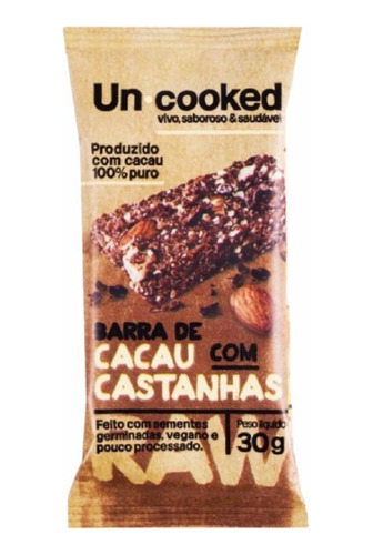 Kit 3x: Barra Cacau E Castanhas S/glúten Vegano Uncooked 30g