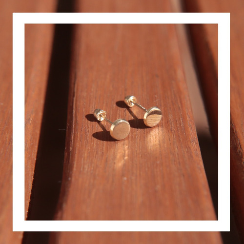 Aretes Broquel Circulo Liso Para Niña Y Adulto. Oro 10k