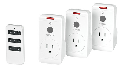 Juego De 3 Contactos Con Control Remoto, Volteck 49489 Color Blanco