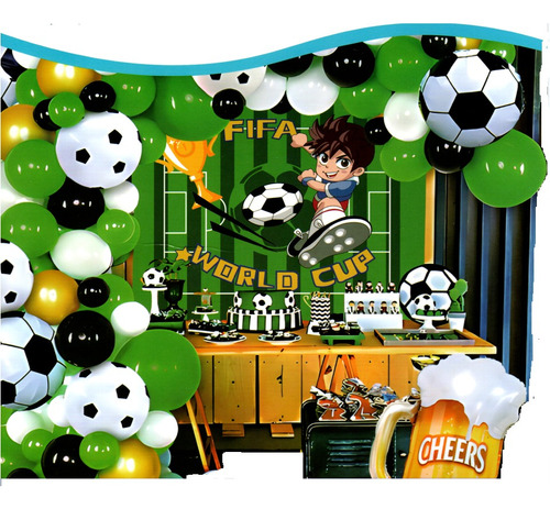 Set Decoracion Cumpleaños Futbol Globos Pelota - Globifiesta