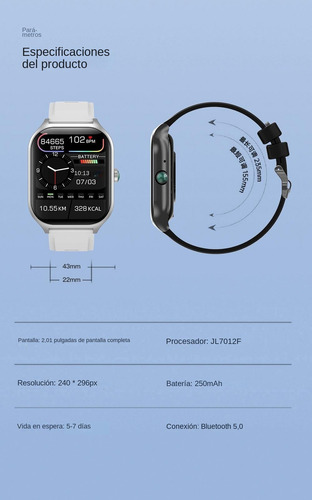 Para Smartwatch Da Fit Sport 1.9 Acero Inox. Bluetooth