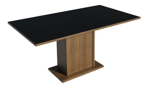 Sala Jantar Mesa Tampo Madeira 6 Cadeiras Madesa Hanna Rpi Cor Rustic/Preto/Imperial
