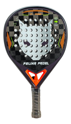 Paleta De Padel Felina F1 Pro Negra Gris Naranja 38mm