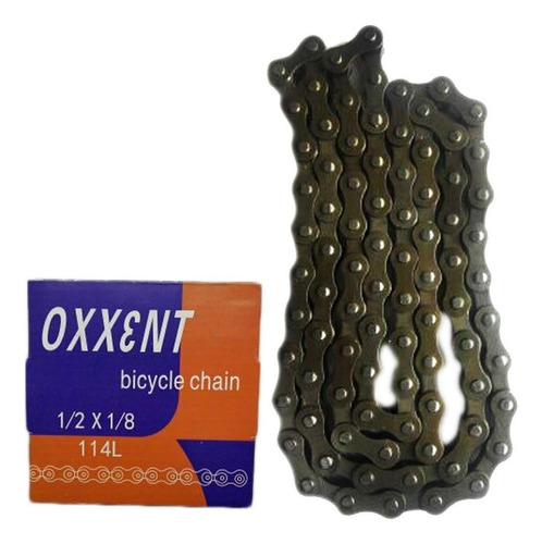 Corrente De Bicicleta Oxxent Corrente 1/2x1/8 114 Elos De X Para Coroa Única Cor 