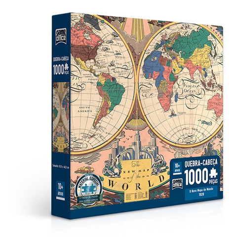 Quebra-cabeça Game Office O Novo Mapa do Mundo – 1928 2763 de 1000 peças
