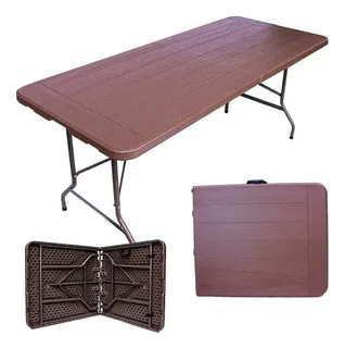 Mesa de exterior Jardimex mkz-mesamadera de plástico color café