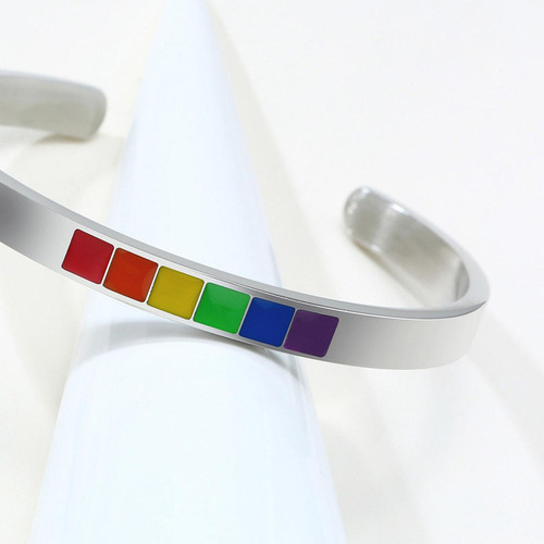A 2x Pulsera De Titanio Y Acero Íris Y Lesbiana
