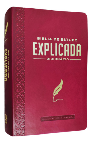 Biblia De Estudo Explicada Com Dicionario Capa Luxo Vinho Com Indice Lateral