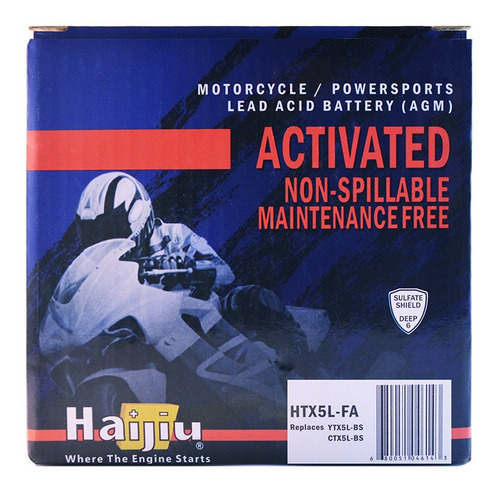 Imagen 3 de 9 de Batería Moto Haijiu Htx5l-fa Agm Gel Libre Mantenimiento