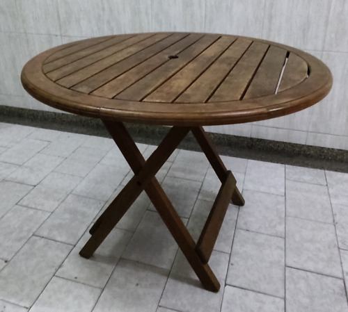 Mesa Plegable De Madera Teca, Jardín, Terraza Y Exteriores 