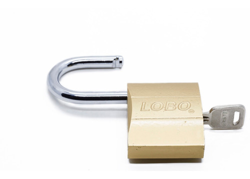 Candado Con Llave Curva Hierro Dorado