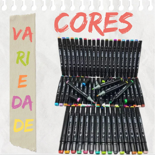 De Touch 120 Cores Ponta Dupla Com Estojo Preto