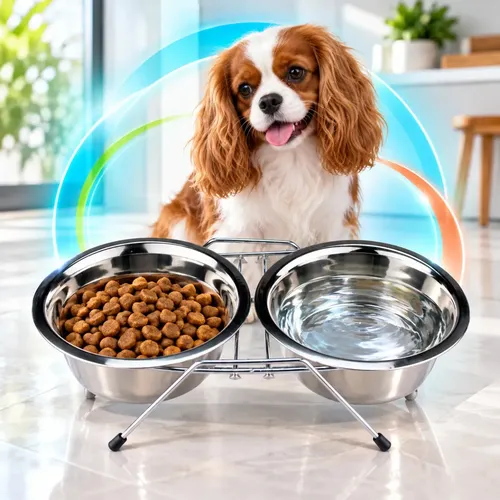 Fancy Pets Comedero Doble de Acero Inoxidable con Base Elevada