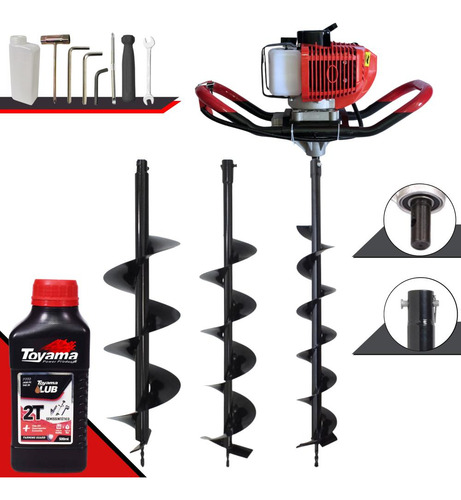 Trado Motorizado Com Brocas Anmax + Óleo Toyama Profissional