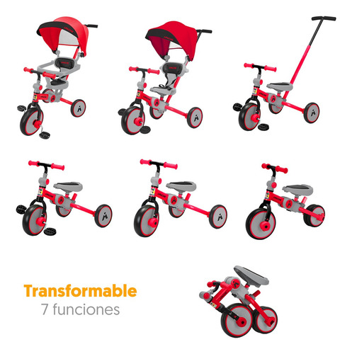 Apache Triciclo Carriola 7 En 1, Multifunción Y Plegable