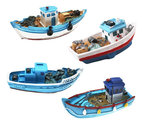 Maomia Figura Barco Miniatura 4 Pieza Estilo Mediterraneo