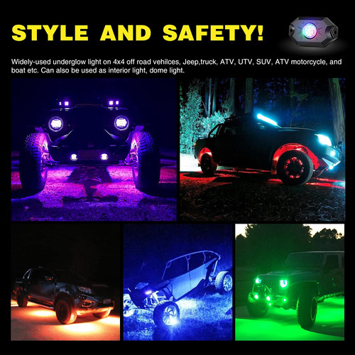 Kit Rgb Led Rock Lights Nilight 4 Pods Underglow Truck