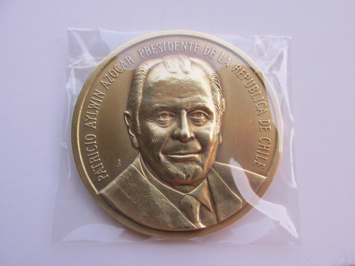 Gran Antigua Medalla Presidente Chile Patricio Aylwin Bronce (Usado)