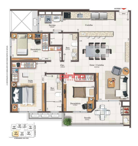 Imagem 20 de 23 de Apartamento Com 3 Dormitórios À Venda, 108 M² Por R$ 785.222,00 - Campinas - São José/sc - Ap0058