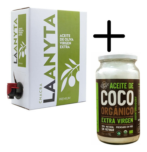 Aceite De Coco Virgen 1l Terra Verde + Aceite Oliva Ev 3 L