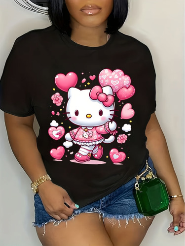 Camiseta Hello Kitty De Talla Grande Para Mujer, Cómoda, Man