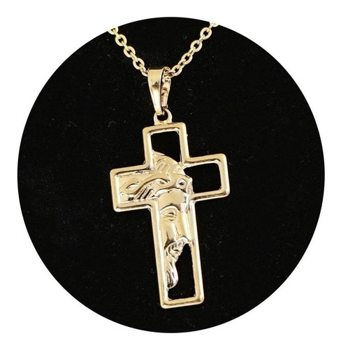 Collar Cadena Dije Cruz Cristo Oro 18k Religión Eslabónes