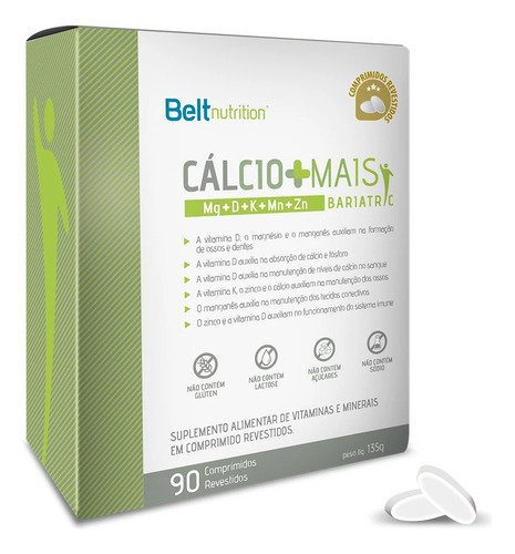 Cálcio Citrato Malato Mais Bariatric 90 Comp Belt Nutrition Sabor Sem Sabor