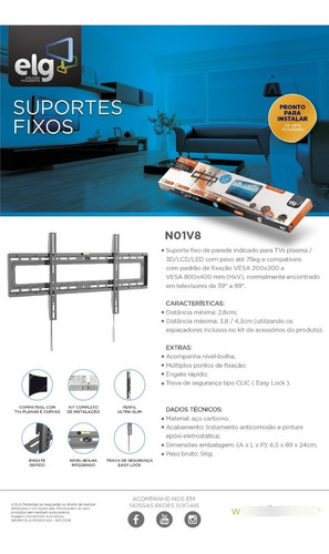 Imagem 5 de 6 de Suporte Tv 55 A 99 Pol Telas Grandes Vesa 800 ELG N01v8