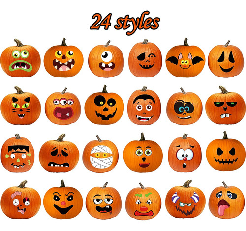 72 Expresiones-kit De Calcomanías De Decoración De Calabaza,