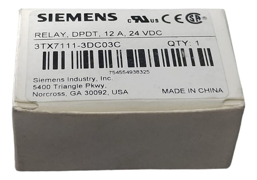 Siemens 3tx7111-3dc03c Plug-in Relay, Dpdt, 12a, 24vdc