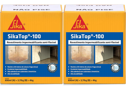 Sikatop 100 4kg - Kit Com 2 Unidades Cor Cinza