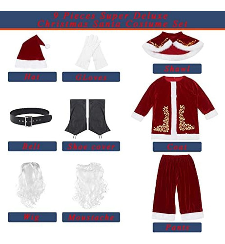 Eozy Disfraz De Papá Noel Para Hombre 9 Piezas Trajes De Pap