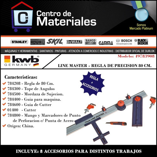 Imagen 6 de 7 de Regla De Corte Medición Line Master Kwb Precisión Completa