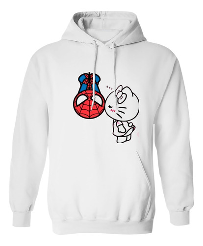 Sudadera Con Gorro Spiderman Beso Amor Kitty