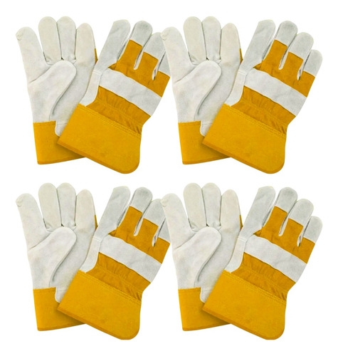 Guantes De Carnaza, Uso Rudo De Alta Calidad (4 Pares)