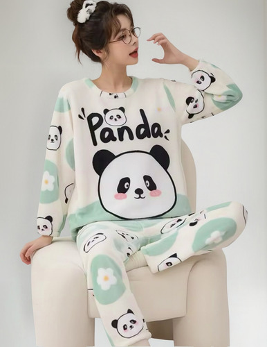 Pijama Peluche Largo De Dama Varios Diseños Talle Único