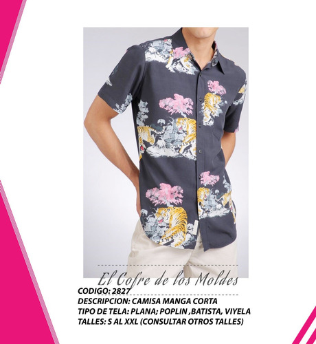 Molde Digital Camisa Manga Corta Hombre Pack Talles S A Xxl