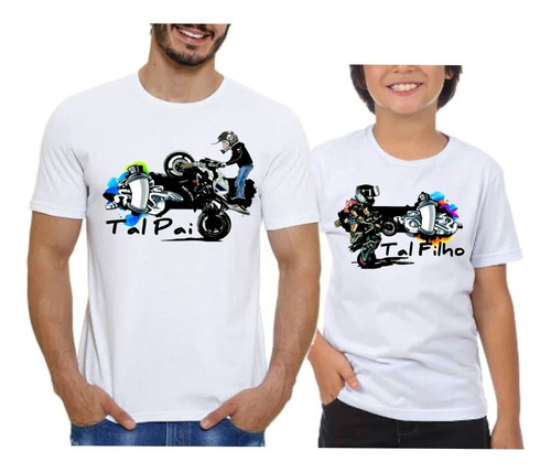 Kit 2 Camisas Dia Dos Pais Tal Pai Tal Filho Motoqueiro Moto