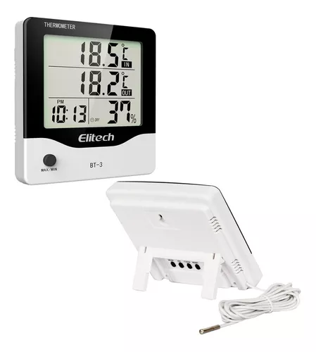 Termometro Higrómetro digital 2 Temperatura Humedad y reloj Elitech BT-3