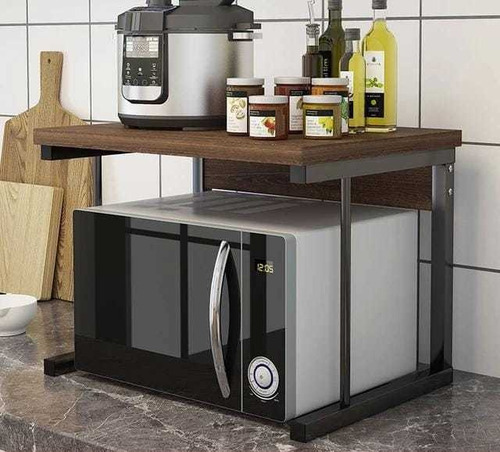 Estante Soporte Microondas Organizador Decoracion Cocina Color Café, beige Negro