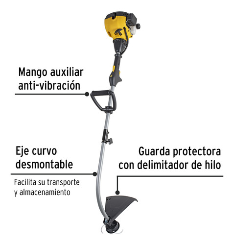 Desbrozadora A Gasolina 25cc Mango Tipo D , 17 Corte, Curva