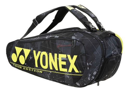 Raquetero Yonex Pro Bag 9 Raquetas Black Yellow Color Negro