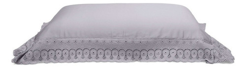 Fronha Avulsa 50cm X 90cm Com Renda Renascença 300 Fios Cor Prata