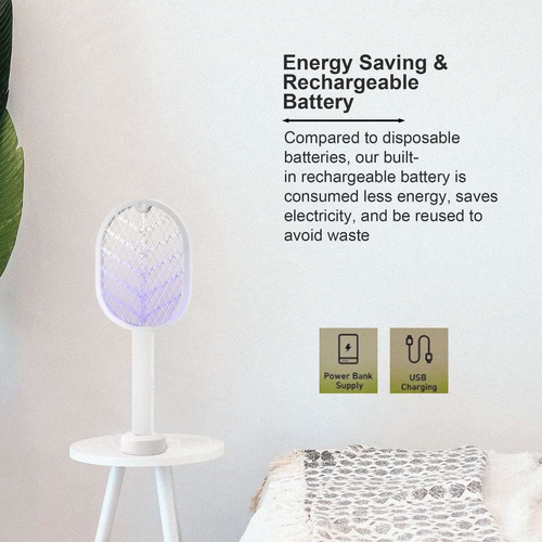Raqueta Mata Mosquitos Lámpara Led Recargable Electrica